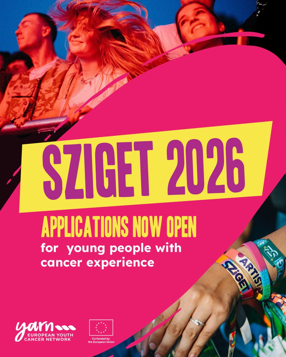 CancerEurope's tweet photo. Applications are open for young people with cancer experience to join us at SZIGET as part of @youthcancereu!

📍 Budapest, Hungary
 📅 10–16 August 2026
 🌍 18+

Travel reimbursement, accommodation, meals, and festival access will be covered.

👉 Apply: https://t.co/23R6vt9K6o https://t.co/In1kX35pnO