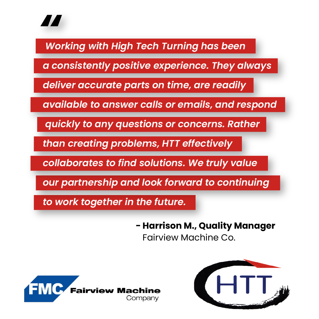 HighTechTurning's tweet photo. Our team is thrilled to hear this from our longtime customer, Fairview Machine Co.! 𝓒𝓾𝓼𝓽𝓸𝓶𝓮𝓻 𝓕𝓮𝓮𝓭𝓫𝓪����𝓴 is an essential part of HTT's Culture of Quality that focuses on continuous learning and improvement. Learn how we do it🔗 https://t.co/EXJKejZydY https://t.co/K8IAi1yaR7