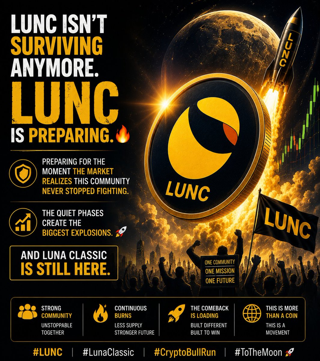 Shibmanager's tweet photo. LUNC isn’t surviving anymore.
LUNC is preparing. 🔥

Preparing for the moment the market realizes this community never stopped fighting.

The quiet phases create the biggest explosions. 🚀
And Luna Classic is still here.

#LUNC #LunaClassic #CryptoBullRun https://t.co/18n9xflhdv