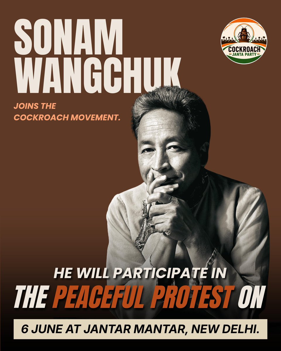 abhijeet_dipke's tweet photo. Cockroaches, Rancho will join the peaceful protest on June 6. 

Will you be there? https://t.co/giZKjHCjmg