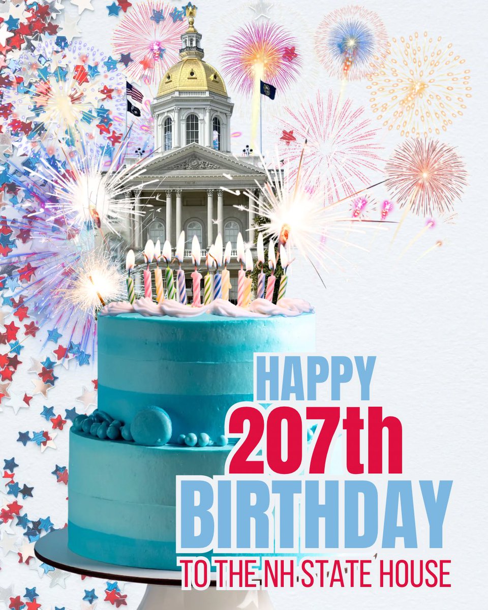 NHHouseDems's tweet photo. Happy 207th birthday to the NH State House, the oldest state capitol in the US where the House &amp; Senate both meet in their original chambers 🎂🎉✨ #NHPolitics https://t.co/AJ3tVghW9x
