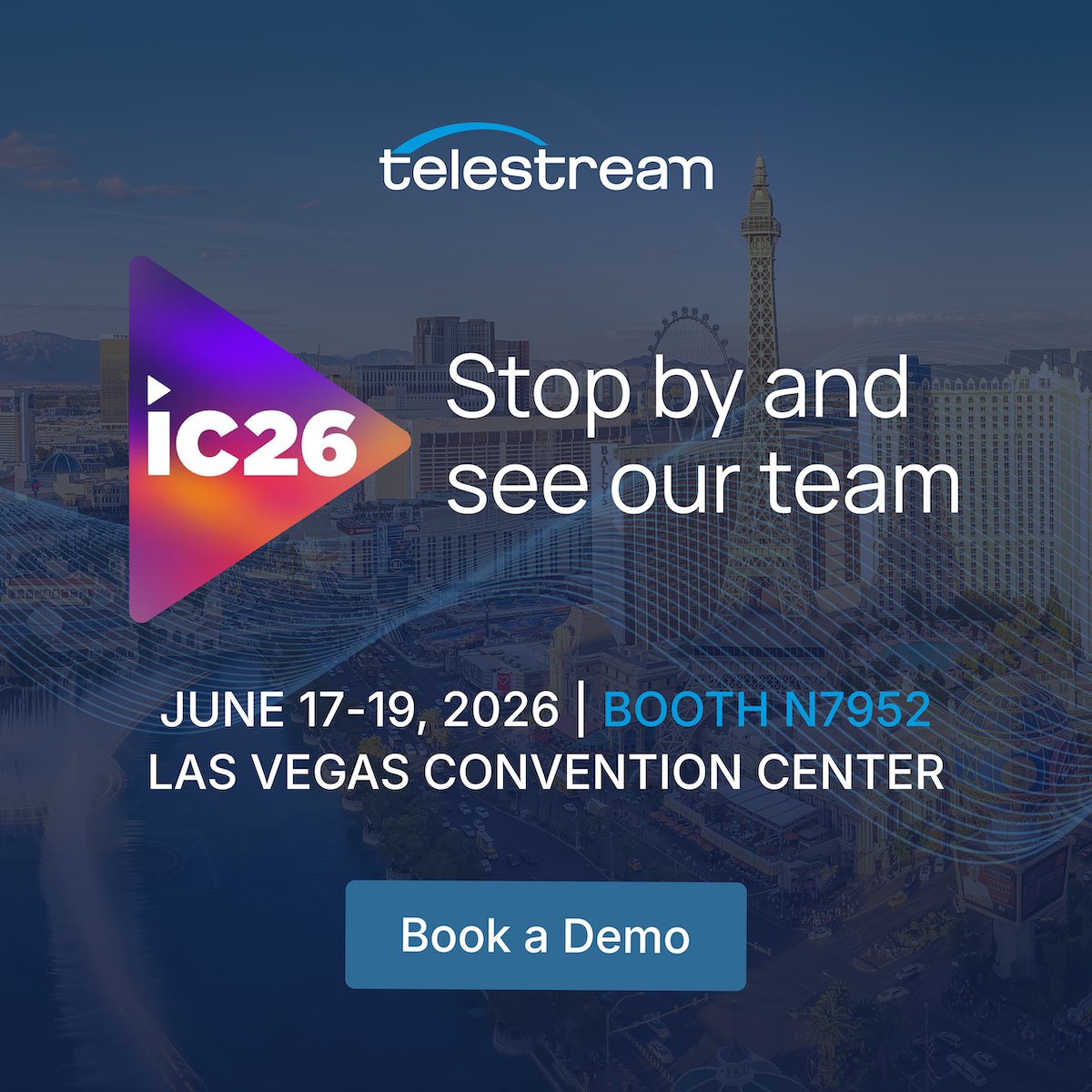 Telestream's tweet photo. Bring #broadcast precision to your #livevenue and #enterpriseworkflows. Let's talk in #LasVegas!

🏢 North Hall — Booth N7952

🔗 Schedule a dedicated technical deep dive with our team: https://t.co/oCipJKocvj

#SportsBiz #LiveEvents #StadiumTech #VideoAutomation #InfoComm https://t.co/umuMTivK7B