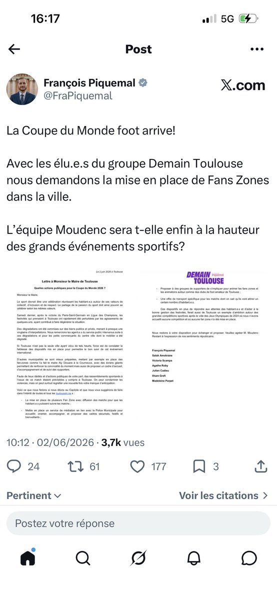 NicoleYardeni's tweet photo. Comment déplacer l’attention des violences de samedi soir dont @FranceInsoumise souhaite exonérer les auteurs? En interpellant la majorité municipale toulousaine. Alors que tant de grands événements ont été organisés telle la Coupe du monde de 🏉. https://t.co/gSkVEP9MeU