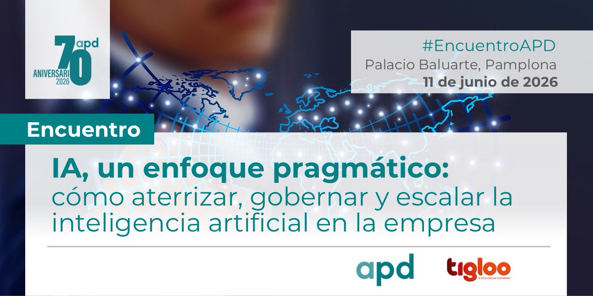rbaticon's tweet photo. La IA ya está en la agenda de todas las empresas. El reto ahora es aterrizarla con criterio.
De todo esto se hablará el 11 de junio en Pamplona en este encuentro organizado por @APDasociacion y @Tigloo_IT  
Inscripciones aquí: https://t.co/mqqAv6hLwI https://t.co/80yrlk0pjw