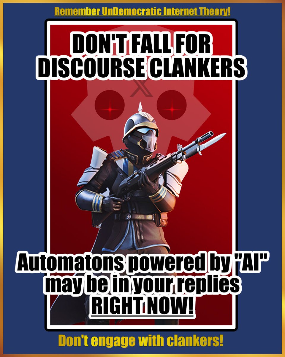Transdivers_NOW's tweet photo. Genuine Reminder:
You may not be "Making a Chud Mad", but instead prompting the AI warmachine to use up more of SuperEarth's water supply

Clean Water is for our Class A Citizens, not clankers! https://t.co/5HoROcYSmN