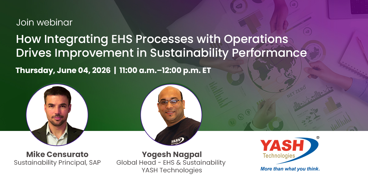 YASH_Tech's tweet photo. How can organizations improve sustainability performance through connected operations?
Join YASH Technologies and SAP tomorrow to explore how integrating EHS processes with assets, facilities, logistics, and operational data can help drive smarter decisions, improve compliance, and accelerate sustainability outcomes.

See you at the webinar tomorrow.
🔗https://t.co/ecsni0v2ml

#YASHTechnologies #SAP #Webinar