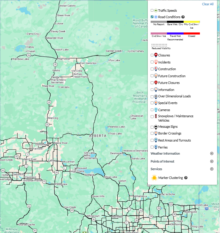 LaPrairieWorks's tweet photo. 511 Conditions Snapshot – Northern Alberta (8:30am):  Bare-dry conditions in the north this morning. Drive with caution and adjust travel speeds accordingly. Conditions may change. Check 511 Alberta for updates. https://t.co/pFWvqM2QKK https://t.co/w8rft9FjCQ