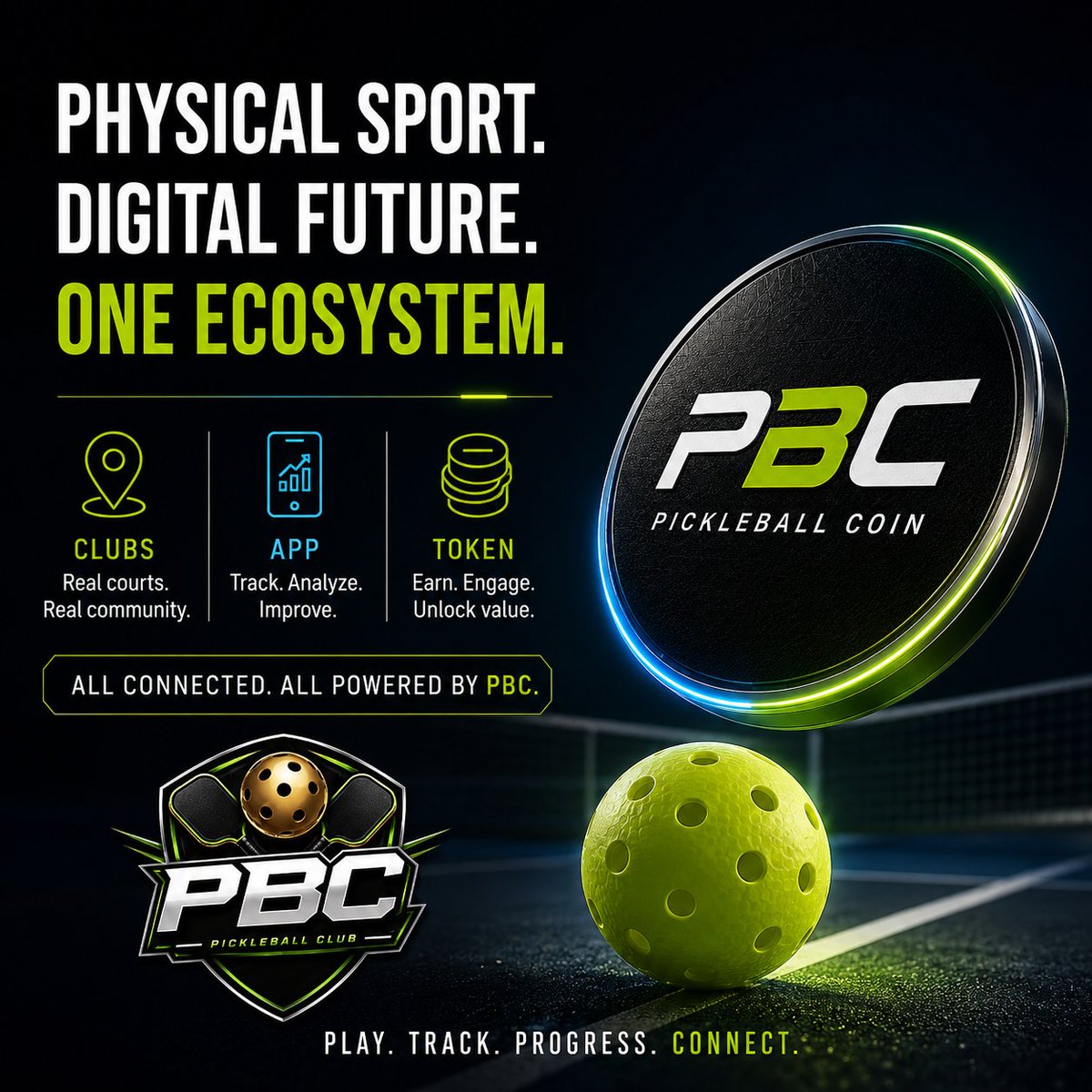 PBCcoin's tweet photo. Most sports businesses stop at the court.

PBC connects physical clubs, a performance app, and a utility token into one ecosystem.

Play
Track
Progress
Connect

Built for the next generation of pickleball.

https://t.co/2xrQJ5W1YJ

#XRPL #XRP #DigitalAssets #AI https://t.co/4cV2XZAnxR