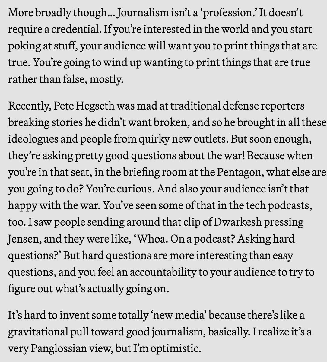 semaforben's tweet photo. Talked to @micsolana &amp; @dodgeblake about @semafor &amp; my most optimistic take, the gravitational pull of good journalism https://t.co/j24QXueYd2