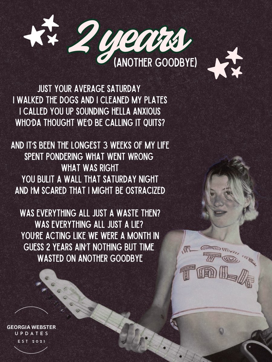 georgiawupdates's tweet photo. “2 years (another goodbye)” is ours this Friday!! We can’t wait for this one by Georgia Webster!!  2️⃣🐕

#GeorgiaWebster #independentartist #indiepop #newmusic #originalsong https://t.co/bZJlB8KWDP
