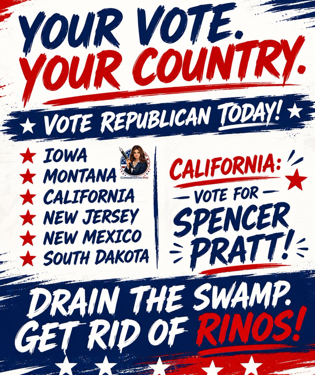 ConservativePen's tweet photo. Get out and VOTE! It’s time to save California. Vote Spencer Pratt! https://t.co/GeUOBk8GfB