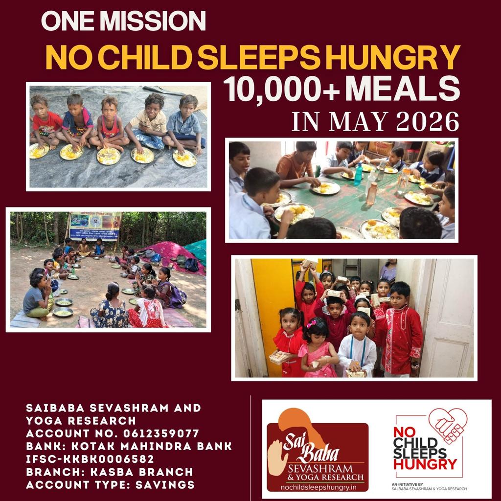 IBhalotia's tweet photo. By Baba's grace and support of all friends we did 10,000+ meals in May and closed in on 16,80,000+  meals since we started our NO CHILD SLEEPS HUNGRY initiative in 2014.✨
. 
. 
. 
#nochildsleepshungry #saibaba #charity #csr #saibabasevashram https://t.co/iGLZ4PkqrJ