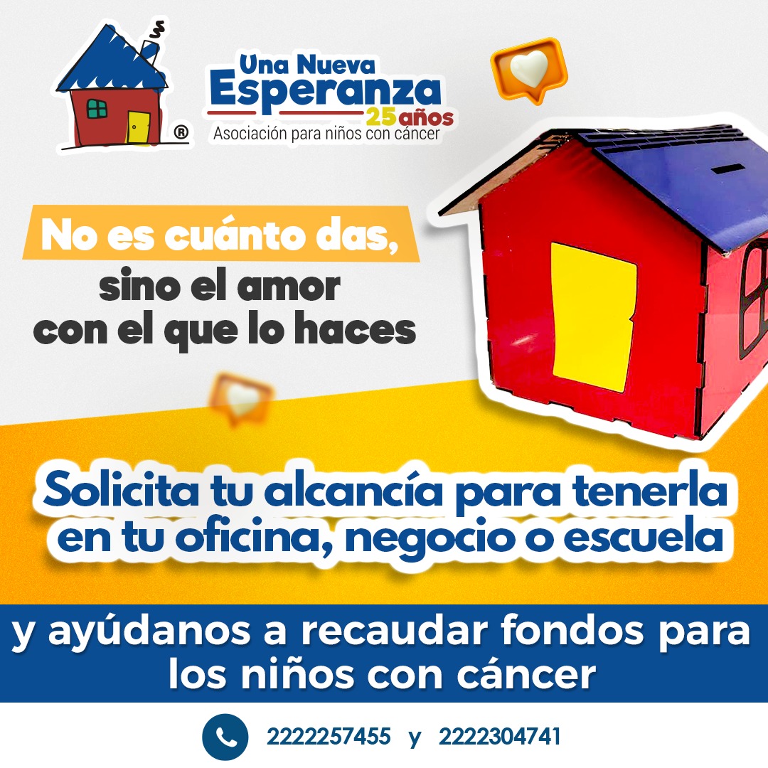 UNEABP_MX's tweet photo. ¡Alcancía UNE! Si tienes un establecimiento o local y deseas apoyar a Una Nueva Esperanza, nos puedes ayudar teniendo una alcancía de la casita.
.
.
.
#CancerInfantil #NiñosConCancer #JuntosPodemosMás #Donacion https://t.co/US8ZmykeaC