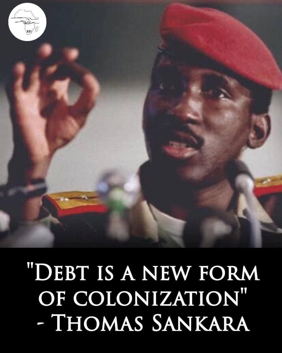 The4thEstate2k's tweet photo. "Debt is a new form of colonization" — Thomas Sankara

They couldn’t conquer us forever with chains, so they came back with contracts. @pamrwanda @panafricanmovt @_AfricanUnion @AfricanHub_ @AfDB_Group @AfrikParliament @MyPAConline @panafricanedu @IzunnaDike @PanAfricanUnity https://t.co/Ycbn6ob86o