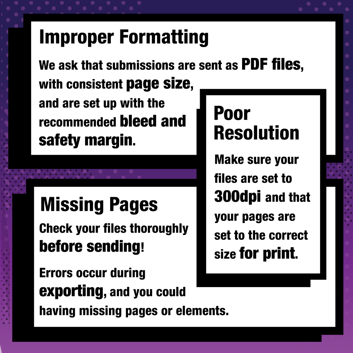iFdesignstudios's tweet photo. ⚠️ Don’t let these mistakes hold you back ⚠️
Avoid common submission errors that hurt your print:
❌ Low-res images
❌ Missing pages
❌ Poor text placement
✅ Double-check files before submitting

Prep makes your work stand out!

#ComicTips #GraphicNovels #MakeItPerfect https://t.co/BIWTuXn6xh