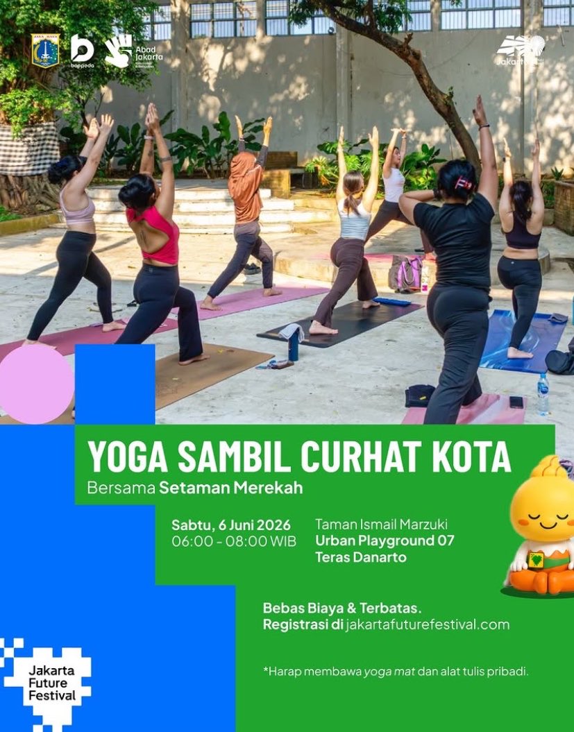 javersation's tweet photo. guys kalian kalo sering cari aktivitas seru tapi gratis di jakarta mending follow @/urundayakota di ig deh ☝🏻

ada kelas tari, yoga, walking tour, dan masih banyak acara2 lainnya, terus itu semua GRATIS 😭👍🏻 https://t.co/Ong0CMtnuF