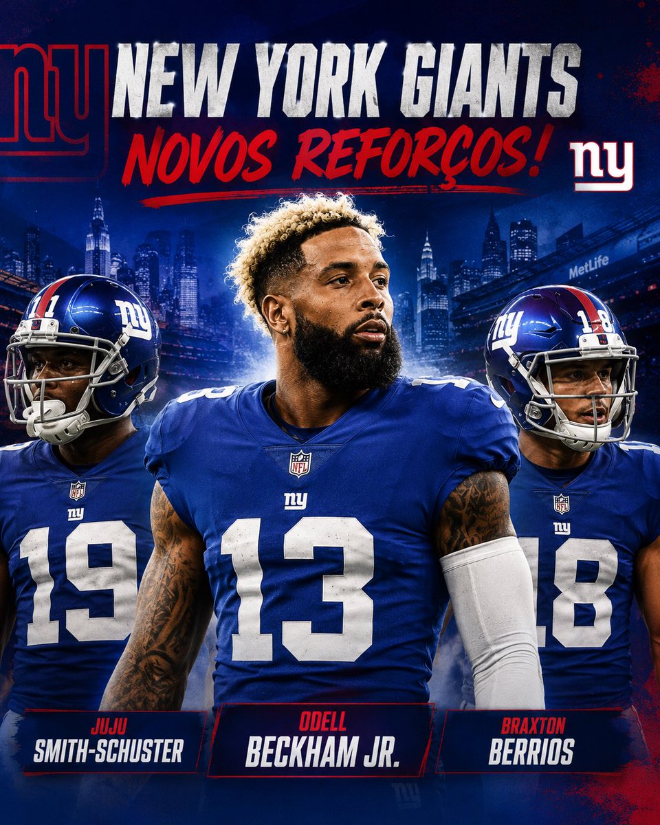 GMenBrasil's tweet photo. Ontem, em poucas horas, o Giants fez três contratações para a posição de wide receiver:

Odell Beckham Jr
Braxton Berrios
JuJu Smith-Schuster

A quantidade de movimentações da NFL em um dia aleatório de junho (!!!) pode ter feito você perder algum detalhe.

⤵️⤵️⤵️ https://t.co/arkGssX4rs