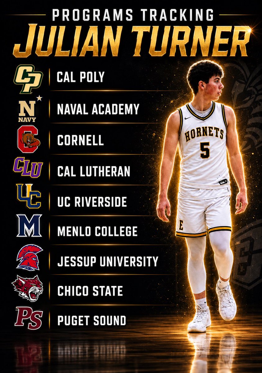 Scp_Select's tweet photo. Recruitment Update 🚨
2027 G @JulianTurner27 continues to see his recruitment gain momentum as multiple college programs are actively tracking his progress heading into a huge summer.
Current programs tracking Julian: • Cal Poly • Naval Academy • Cornell • UC Riverside • Cal Lutheran • Menlo College • Jessup University • Chico State • Puget Sound
Julian will be attending the Cal Poly Elite Camp this weekend before gearing up for Cali Live later this summer, where he'll have another opportunity to showcase his game in front of college coaches from across the country.
The work is paying off, and this is just the beginning. 📈🏀
6'2 G | Class of 2027