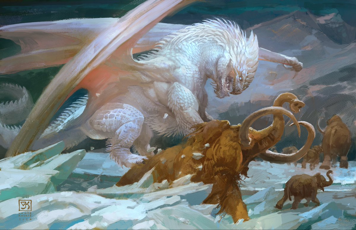 VanceKovacs's tweet photo. D&amp;D White Dragons for the 5th edition Monster Manual. https://t.co/f3S3GP5vvZ
