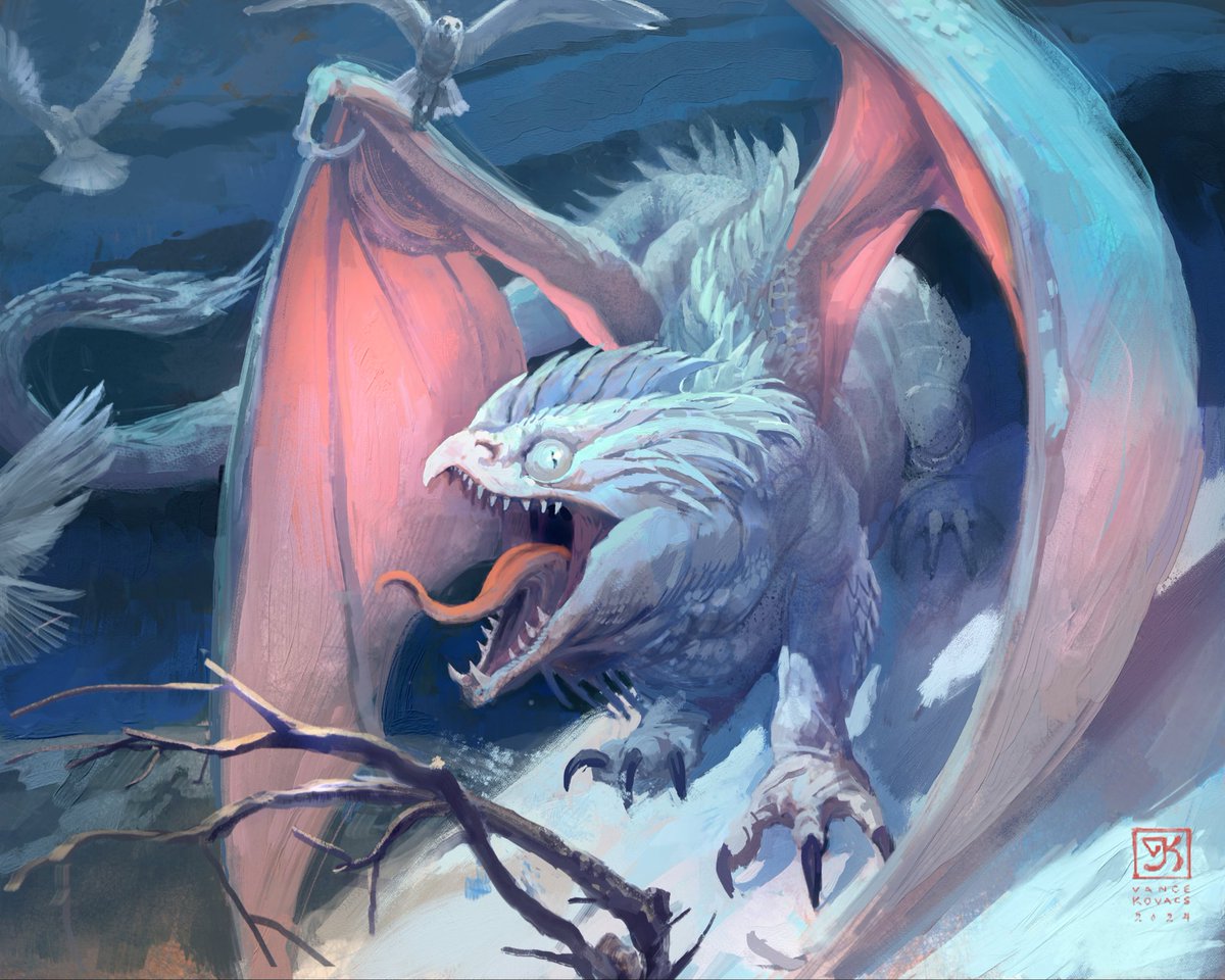 VanceKovacs's tweet photo. D&amp;D White Dragons for the 5th edition Monster Manual. https://t.co/f3S3GP5vvZ