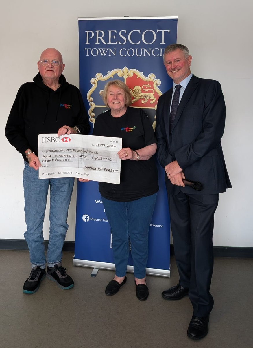 TownPrescot's tweet photo. 1/2 - Mayor of Prescot Charity Donations 2025-26
The outgoing Mayor of Prescot - Cllr Graham Wickens raised a total of £3,664 during his civic year of fundraising. He was pleased to present a donation of £458 to each of the following:- https://t.co/vMbIpxJRGn