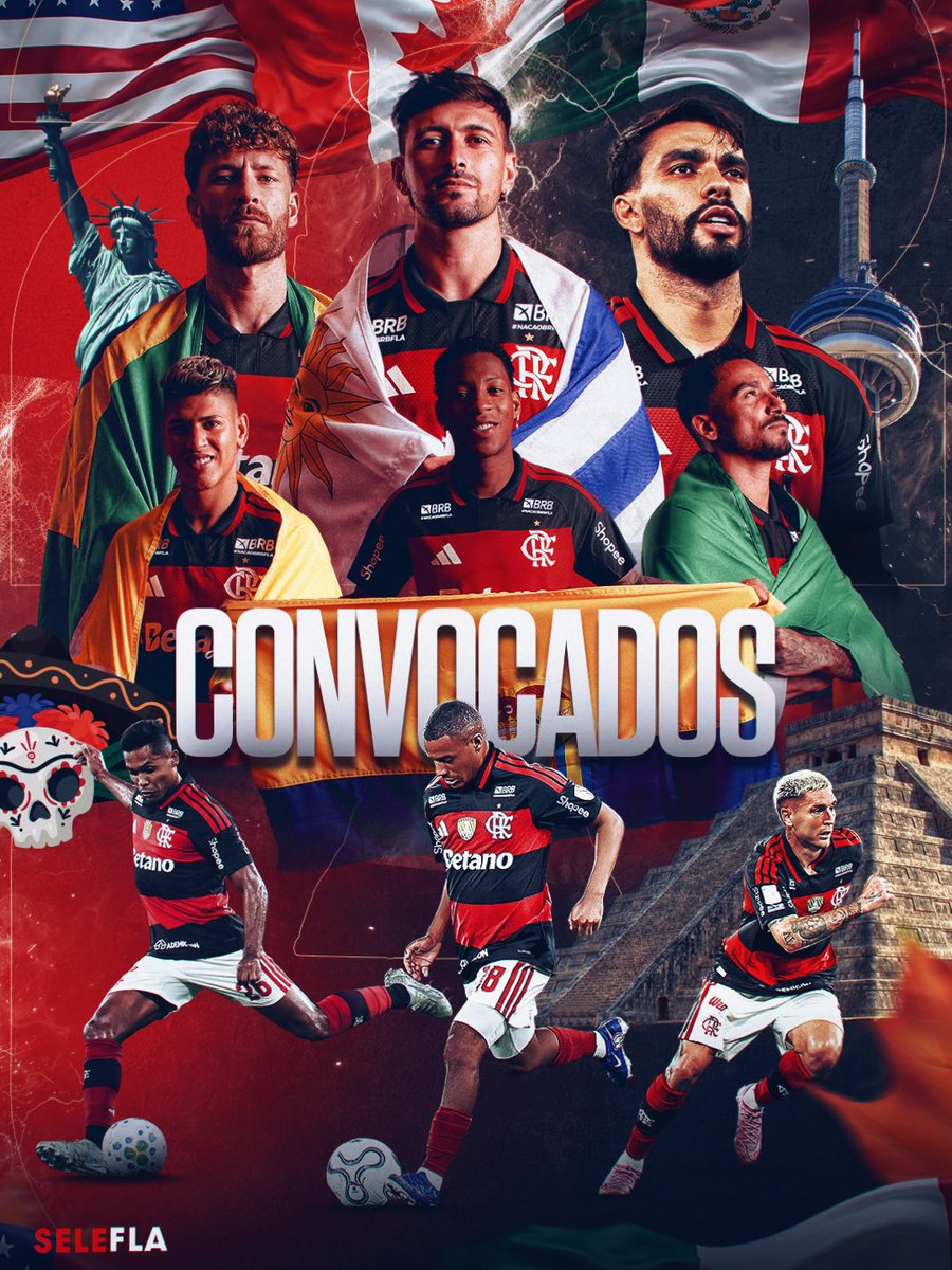Flamengo's tweet photo. Nove rubro-negros. Quatro países. Um só objetivo. 🌎🏆

O Flamengo não é time… É SELEÇÃO! Boa sorte a todos! https://t.co/1yHTEf4nUv
