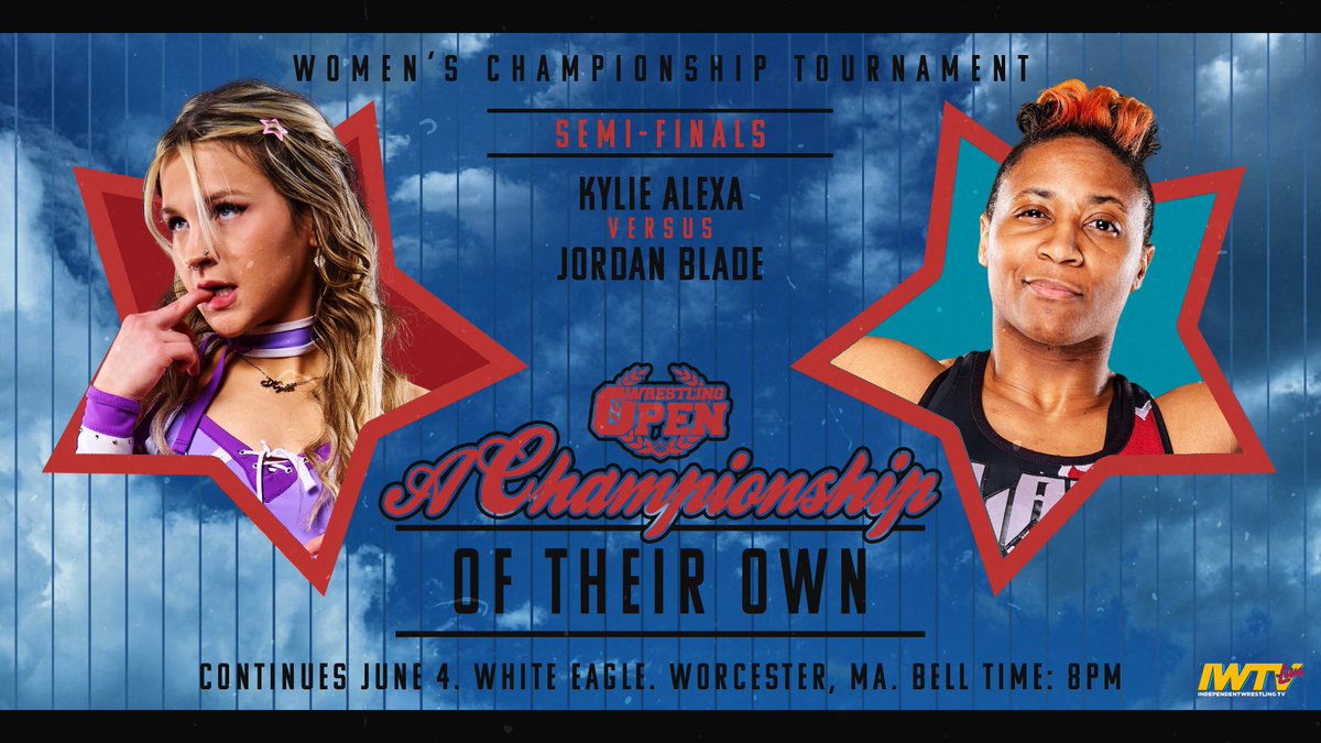 WrestlingOpen's tweet photo. THE SEMI-FINALS

@kyliealexxa faces @Jordan_Blade92 in the Women’s Championship Tournament!

Who will secure their spot in the Finals?

Thursday in Worcester.

🎟️: https://t.co/hVrrUgmn1b
or just $10 at the door
📺: @indiewrestling https://t.co/0ymIc4lvPz