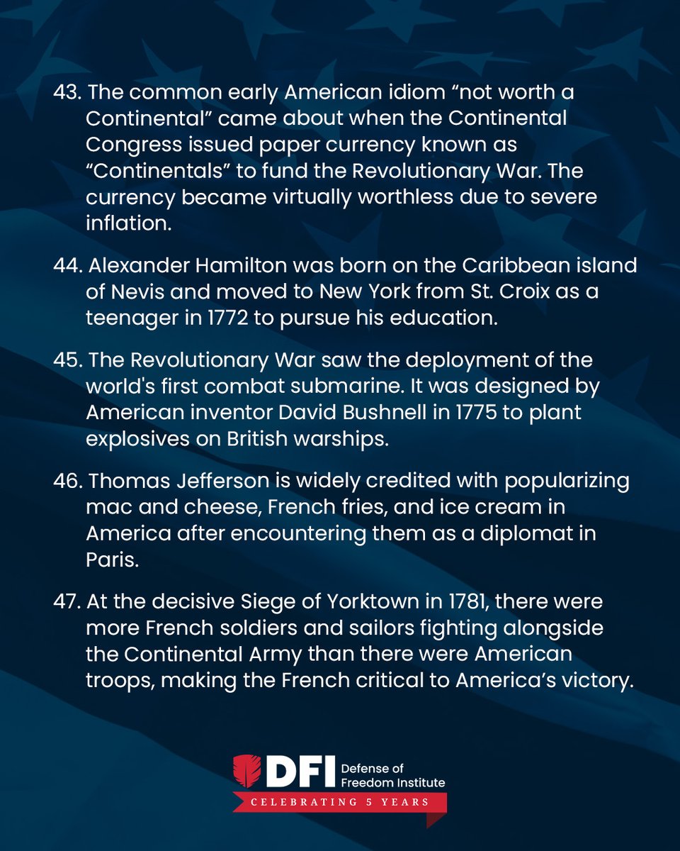 DFIPolicy's tweet photo. Fifty facts about America's early history, continued: https://t.co/eY7rU1SuTq