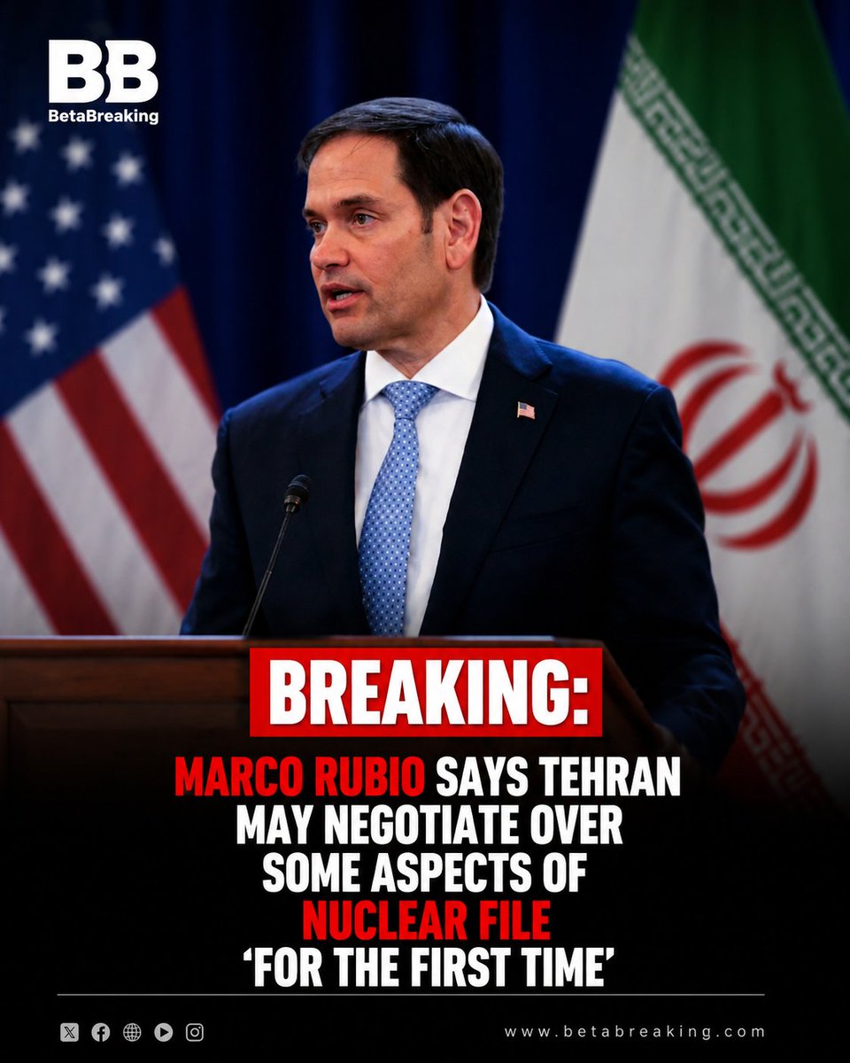 BBetaBreaking's tweet photo. BREAKING: Rubio says Tehran may negotiate over some aspects of nuclear file 'for the first time'. https://t.co/Xr4vySyz4K