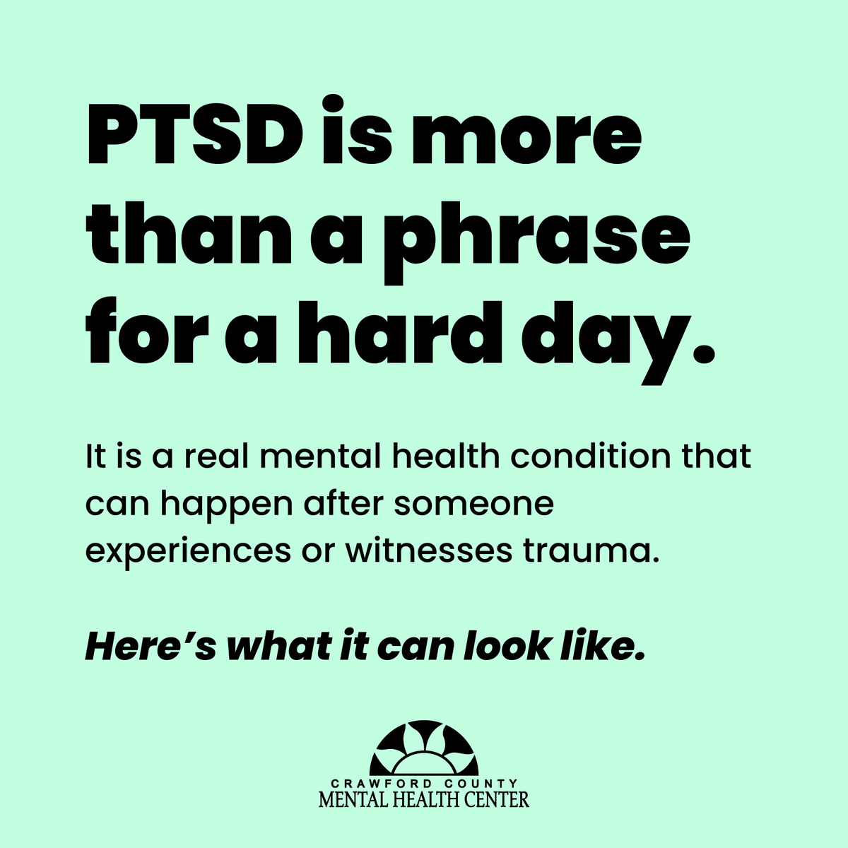 cmhccc's tweet photo. PTSD is more than a phrase for a hard day. It can affect how someone feels, sleeps, connects with others, and moves through daily life.

If trauma or PTSD symptoms are affecting your life, please reach out. You do not have to carry it alone.

#PTSDAwarenessMonth https://t.co/rkmYQQSjGW