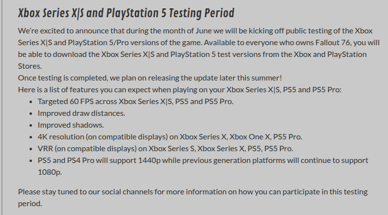 nukaknights's tweet photo. Get ready for next gen testing on consoles! https://t.co/pOcewWoGO8