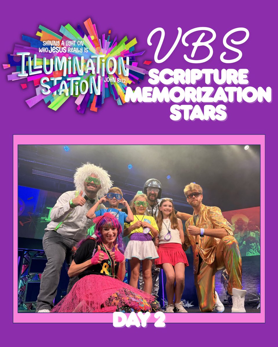 ValleydaleSBC's tweet photo. Let's celebrate scripture memorization at VBS! This what it's all about!
John 8:12: “Jesus spoke to them again: ‘I am the light of the world. Anyone who follows me will never walk in the darkness but will have the light of life.”
#vbs #illuminationstation #scripture https://t.co/wNr42ODMa9