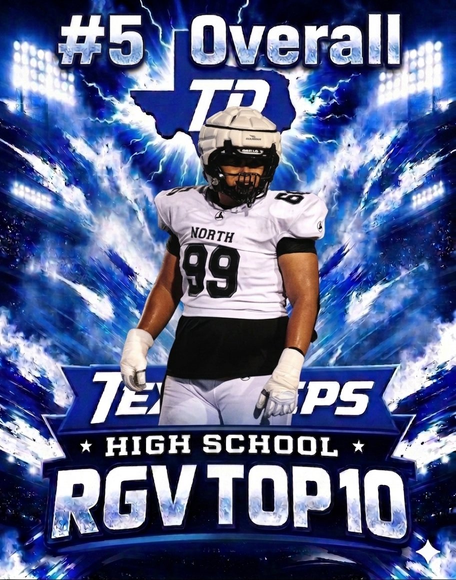 TexPreps's tweet photo. 2026 PRE-SEASON PLAYER RANKINGS
#5 OVERALL 
REY MARTINEZ
DL - PSJA NORTH HS
THE MONITOR'S ALL AREA FIRST TEAM DL
DISTRICT 15-5A FIRST TEAM DL
2025 STATS 125 TACKLES 30 TFL 15 SACKS

MARTINEZ HAS ANCHORED THE RAIDERS BLACK SHIRT DEFENSE FOR 3 YEARS. HE DOMINATES THE LINE OF SCRIMMAGE AND IS A FORCE. QUICK HANDS, STRENGTH, AND CAN RUN DOWN RBS. LED THE TEAM AND RGV WITH 15 SACKS IN 2025.
@psjaisd 
@Rey_Martinez_99