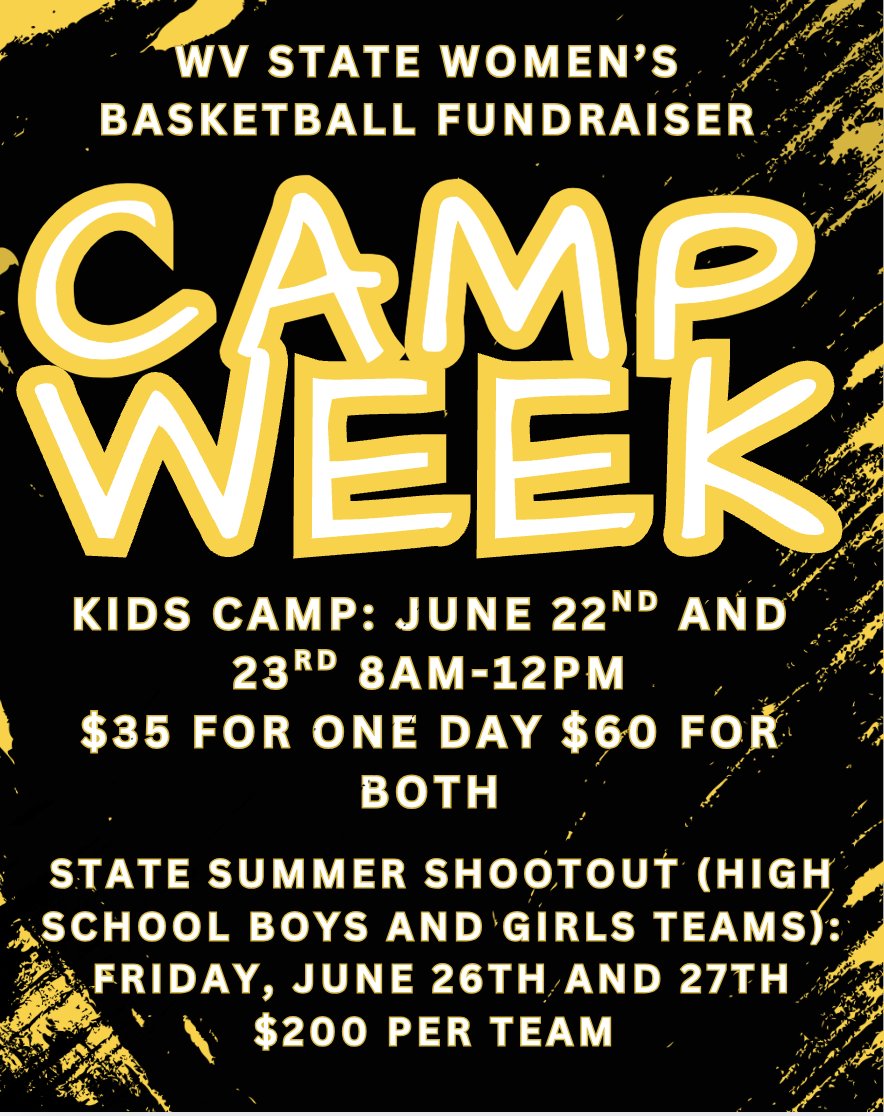 WVSULadyJackets's tweet photo. Spots are filling up fast! Because this is a fundraiser W-9 forms are provided after registration! Links to Camps Below!

Summer Shootout Link: https://t.co/0Hb7CkoNDH

Kids Camp Link: https://t.co/yDSVfdlnnC https://t.co/BhCs5D2QHc