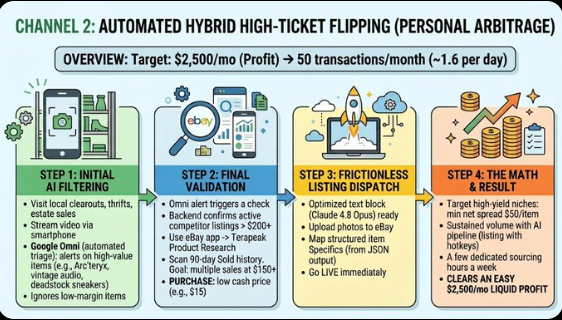 Scrizy211's tweet photo. How to Reach $10,000/Month in Revenue by Summer

With an AI system that does everything for you

And I’m not kidding

While everyone else is manually scouring thrift stores and spending hours on listings—you’ll be doing it in seconds with the AI system

The author of the article has released a complete 2026 blueprint for “picks and shovels” in reselling:

How the system works:
• Google Omni (Gemini Live) on your phone—scans thrift store shelves in real time and immediately sends a JSON file with the brand and model
• Claude 4.8 Opus + eBay Browse API — analyzes competitors and generates the perfect SEO listing in seconds
• No more manually filling out Item Specifics or dealing with “Item Not As Described” claims

Two ways to earn $10k+/month:
1. Sell the tool itself to other resellers on Whop/Discord ($50/month) → goal: 150 subscribers = $7,500 MRR
2. Flip high-margin items yourself (Arc’teryx, vintage gear, deadstock) → $2,500 net per month with 1–2 items per day

I think this is the best way to start making money right now