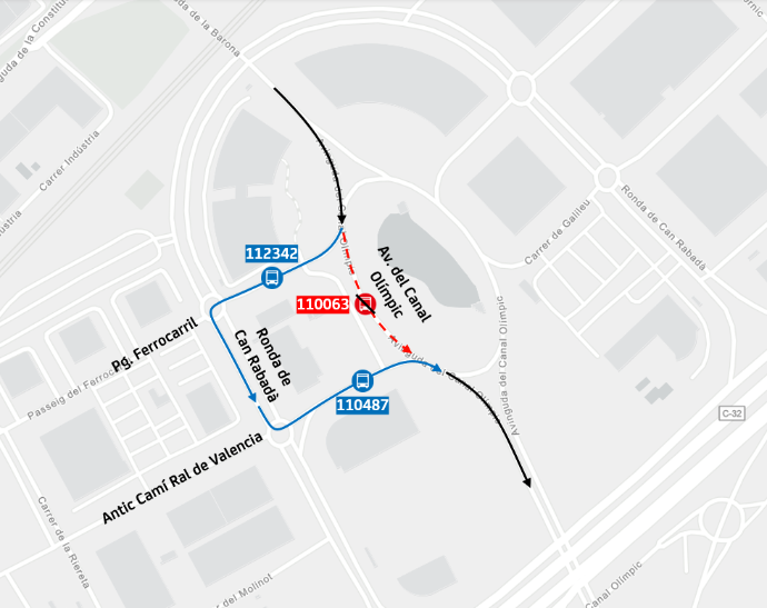 Inciden_Mob_AMB's tweet photo. 04/06 - Castelldefels: L95 Desviament provisional a l'avinguda del Canal Olímpic afectant parada @avanzaenBCN @AjCastelldefels https://t.co/eem8p4Fja1 https://t.co/f5b77UXeq6