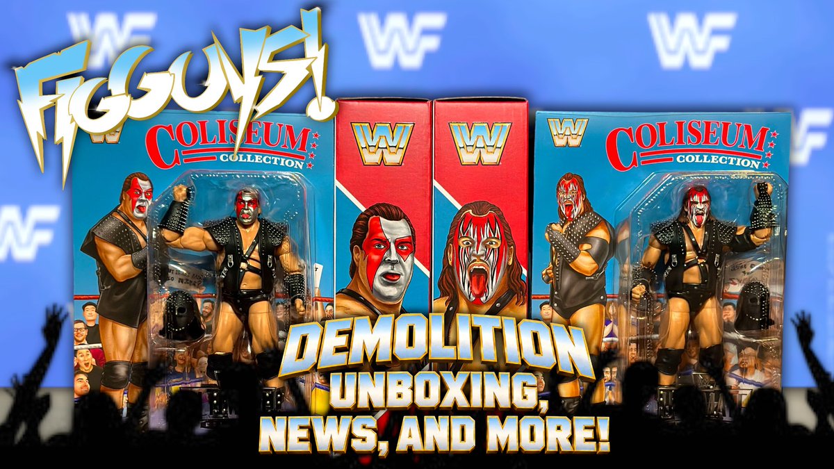 OfficialFigGuys's tweet photo. 🚨 LIVE TONIGHT • 7PM EST 🚨

Demolition Ax &amp; Smash have arrived! We’re reviewing the new WWE Coliseum Collection set, plus Clash in Italy fallout, AAA Mask vs. Mask chaos, Wrestling Figure News, Unbox With Us &amp; more!

📺 @officialfigguys

#Demolition #WWEFigures #WWEEliteSquad https://t.co/IUeqVNZp1k