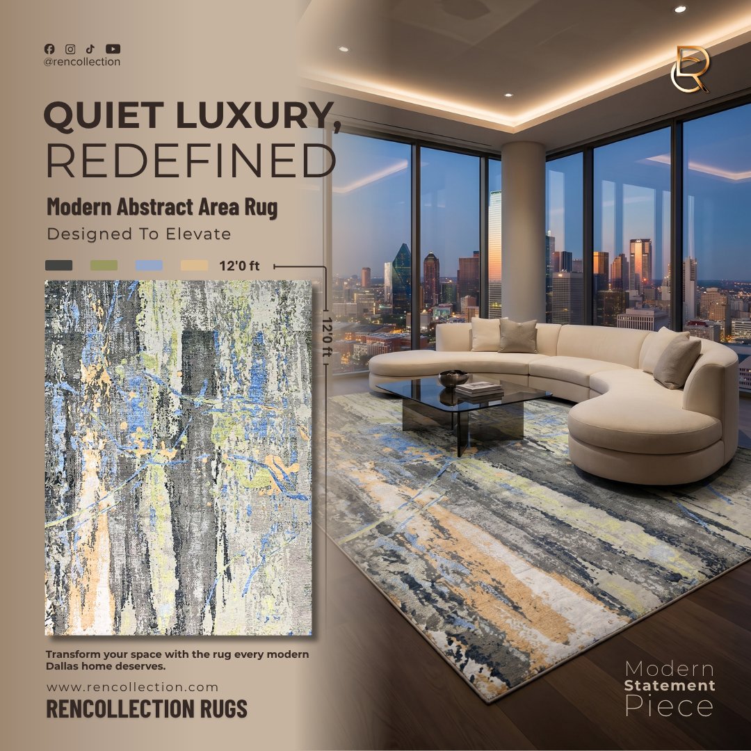 RenCollection's tweet photo. Quiet luxury starts from the floor. This 9x12 Modern Abstract Area Rug adds artistic texture, modern depth, and refined warmth to contemporary Dallas interiors designed for homeowners who want their space to feel effortlessly elevated. → https://t.co/uZ4zmbpa9e
#LuxuryRugs https://t.co/agTMYENkVs