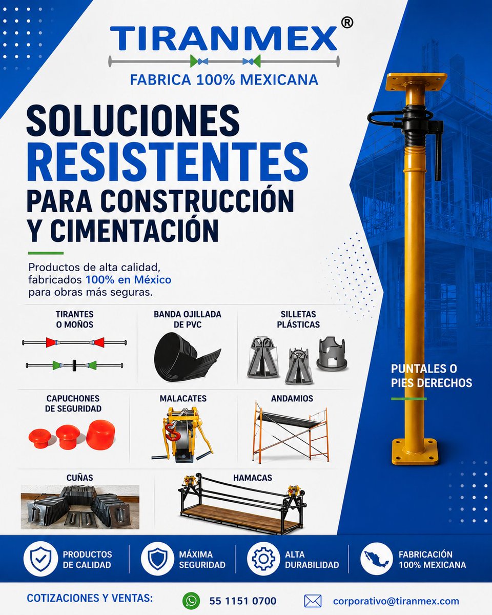 Espacios_Arq's tweet photo. 🚧 En construcción, la calidad no es un lujo... es lo que evita retrasos, riesgos y costos innecesarios.
🇲🇽 TIRANMEX fabrica soluciones resistentes para construcción y cimentación con la calidad que tu proyecto necesita.
👉 https://t.co/TpnoUsetyw
#RevistaEspacios #ObraCivil https://t.co/VENrk9qX54