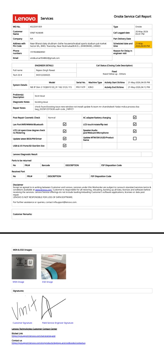 VinitKumaroc's tweet photo. 🚨 @Flipkart @flipkartsupport is running an absolute FRAUD! Now they are flatly LYING, claiming "no technician visited" to deny my Dead on Arrival (DOA) certificate for order OD437518706088586100. Look at the proof attached! @_Kalyan_K @LenovoSupport  #fraud #trending #viral https://t.co/chrT3eB2Ai