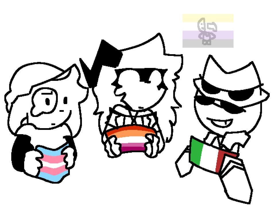 JuiceBoxFactory's tweet photo. Happy Pride Month Everybody!

From all of us at JuiceBoxFactory, of which our pfp is the exact same due to being rainbow prior, we hope this month goes well for you all, times are tough right now. We wish you all the best.

Heres some Sillow Characters and their..... pride flags? https://t.co/9mWMilqYRs