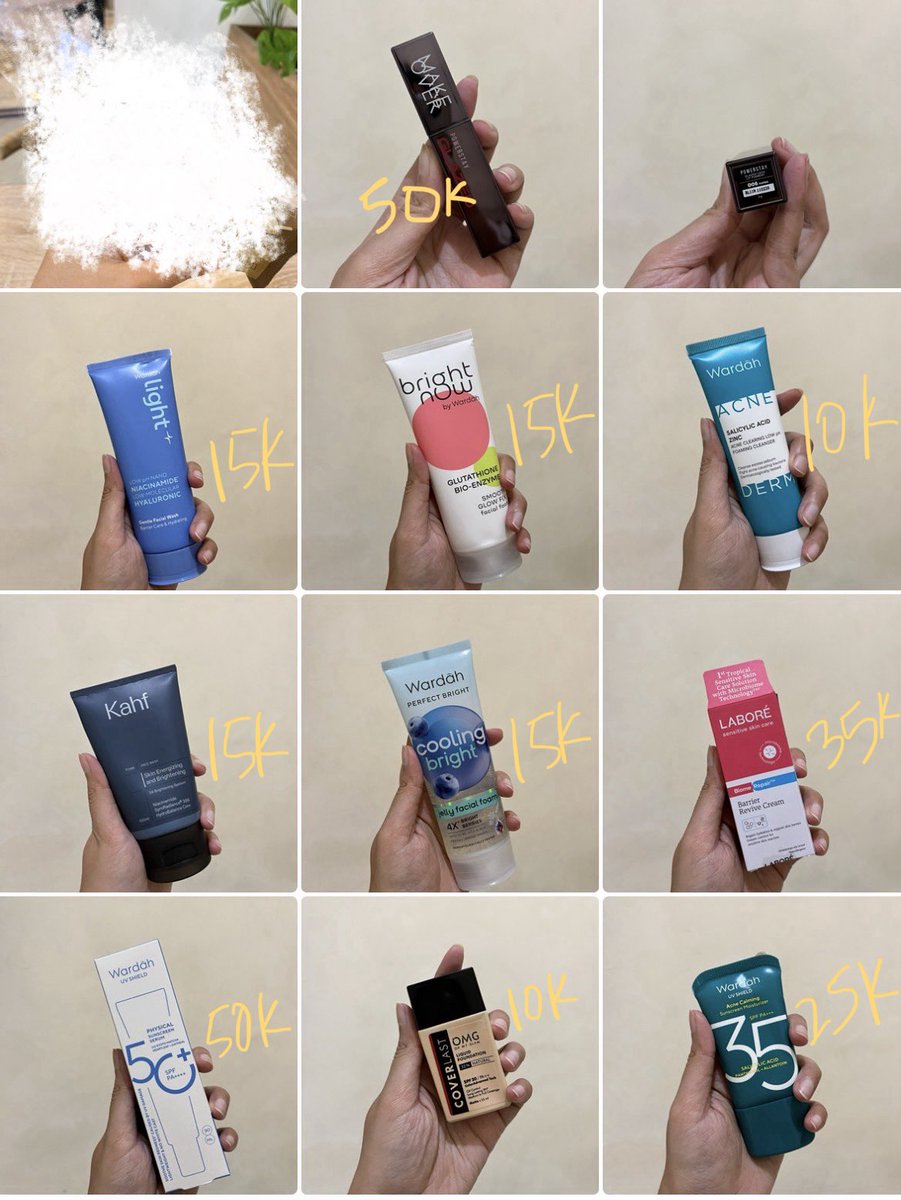 nauchan___0's tweet photo. wts skincare face wash sunscreen physical acne calming glazed lipstick foundation make over wardah kahf brightnow labore revive cream omg make up murah

📍jakarta
Exclude fee shopee

zonabu zonauang https://t.co/7DMOiMVT4n