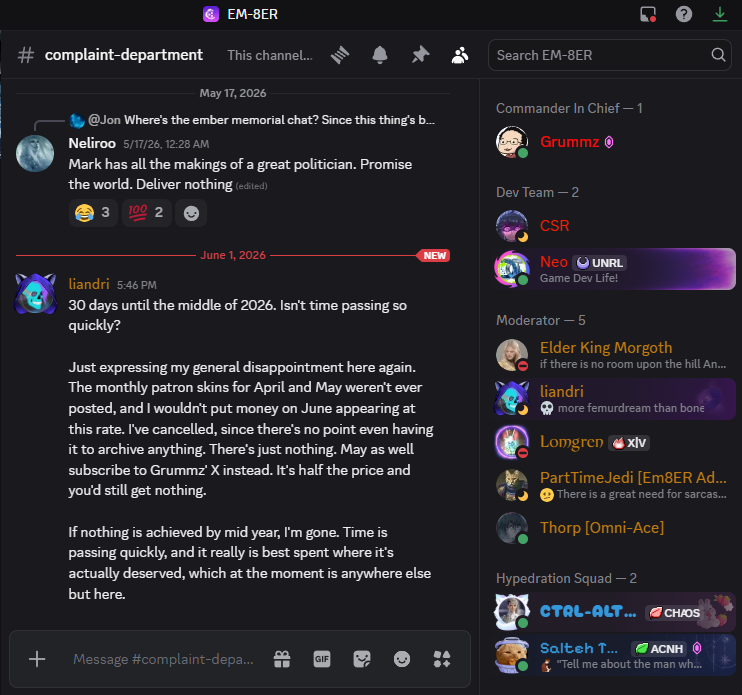 Victummz's tweet photo. An Em-8ER moderator and Indiegogo backer cancels his subscription after two more months pass without any backer rewards being delivered. https://t.co/7JbAEvBAfW