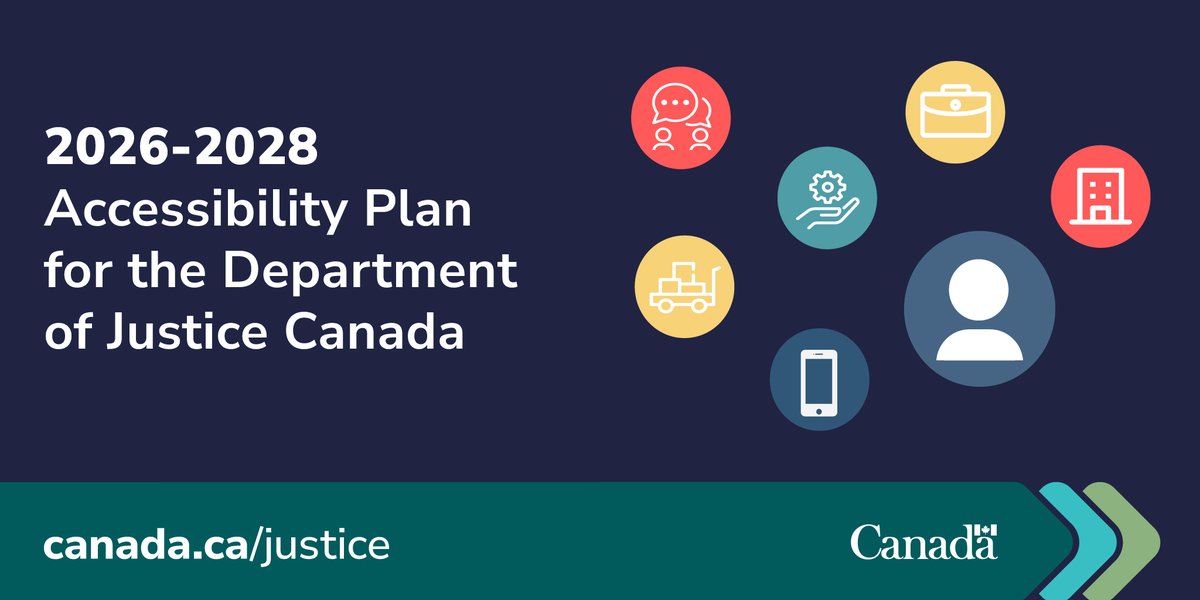 JusticeCanadaEN's tweet photo. Justice Canada’s 2026-28 Accessibility Plan is now online.
The Plan seeks to eliminate accessibility barriers for employees and the Canadians we serve, supporting the goal of a barrier-free Canada by 2040. https://t.co/GWPsV3khOh
#NationalAccessAbilityWeek #NAAW2026 https://t.co/HLn7kPti4n