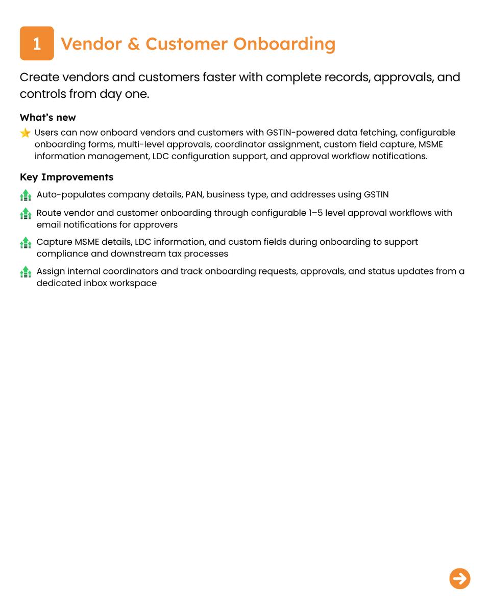go_effortless's tweet photo. 13 new Effortless updates are here.

✅ GSTIN-based vendor onboarding
✅ MOQ controls
✅ Reimbursement accounting dates
✅ Customer portal upgrades
✅ Advanced sales templates
✅ Mobile bill upload
More control. Faster approvals. Smarter operations.
#Effortless #SaaS #Tally https://t.co/sSehESLySC