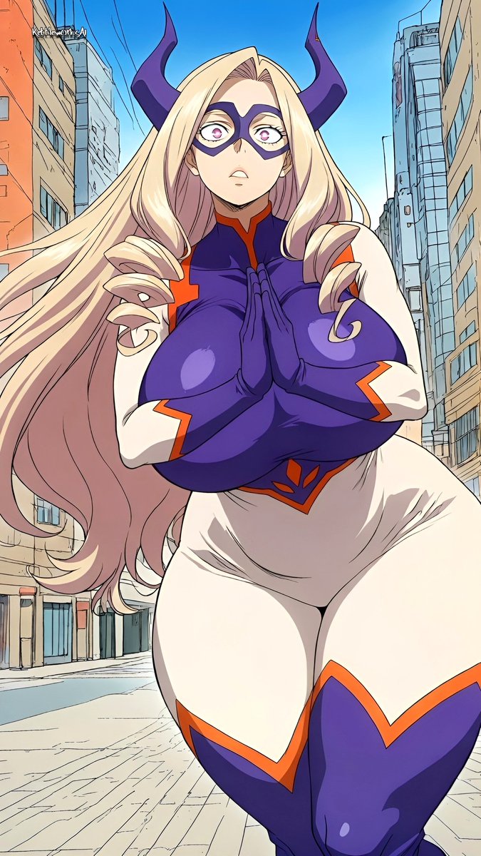 KettleworksSFW's tweet photo. What happens next?
-----

Mt. Lady - MHA

"Um... you want me to do what?"

She was taken aback by your request.

"Do you want something else? Please reconsider!" She begged. "I can't just do that whenever, you know? I might lose my Hero license!

#AIイラスト︎ #AIart #AISlop https://t.co/W8siH4GbG5