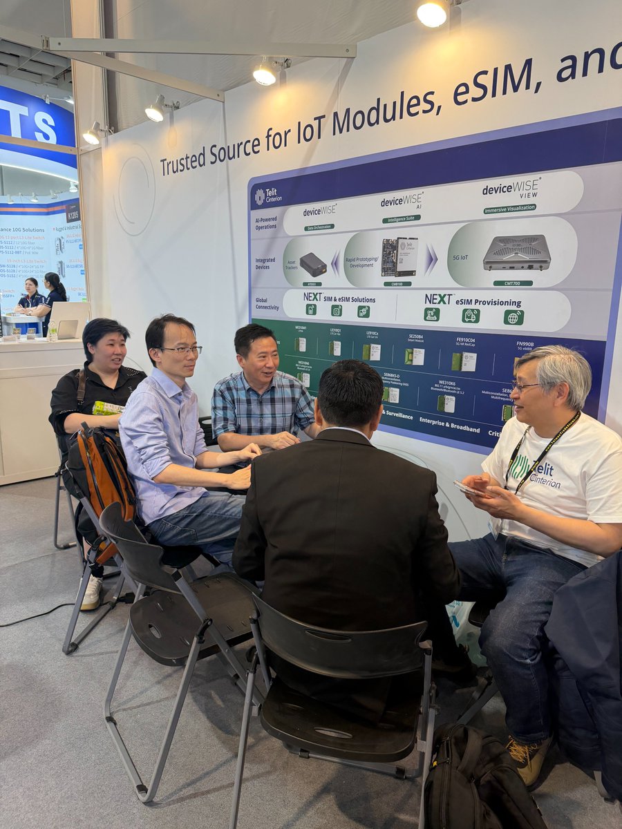 TC_deviceWISE's tweet photo. Day 1 at #COMPUTEX starts strong. Conversations, live demos and how AI is driving real-world innovations.

See it at booth K1205: 
✅ deviceWISE ® Visual Inspection 
✅ FE910C04

https://t.co/vgIIwiaOVk

#EdgeAI #IIoT #TelitCinterion https://t.co/btFoH9AeJC