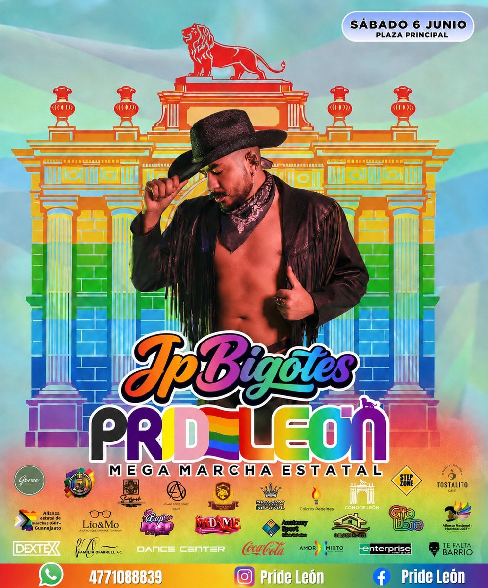 JpBigotes's tweet photo. 🌈 ¡León se pinta de orgullo! 🌈
Este 6 de junio, súmate a la gran celebración de la diversidad, el respeto y la libertad en la Mega Marcha Estatal Pride León 2026. Un espacio para alzar la voz, compartir nuestras historias y demostrar que el amor, en todas sus formas, merece ser vivido con orgullo.

📍 Plaza Principal de León, Guanajuato 📅 Sábado 6 de junio 🏳️‍🌈 Pride León – Mega Marcha Estatal

#PrideLeón #Orgullo2026 #LeónGuanajuato #Diversidad #Inclusión #AmorEsAmor #MegaMarchaEstatal #ComunidadLGBTQIA+ 🏳️‍🌈✨
 @EncuentroGayMty