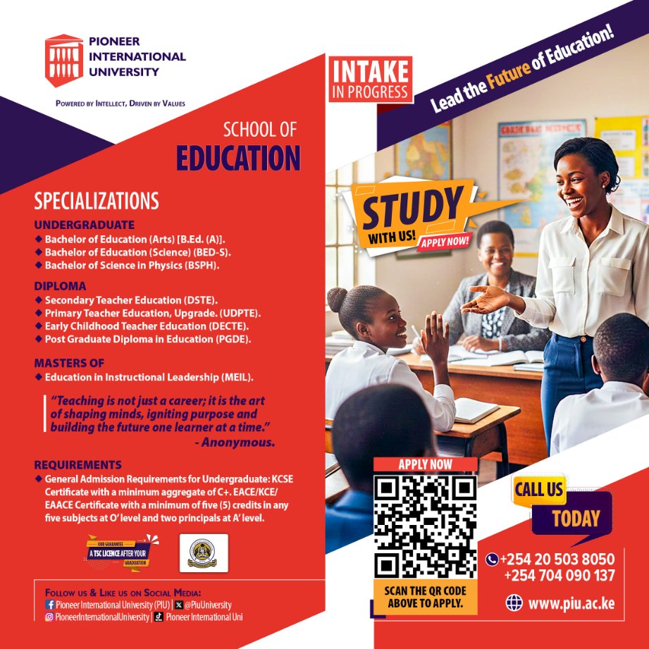 PiuUniversity's tweet photo. Shaping Minds. Building Futures. 📚✨PIU's School of Education (SEDU) Programmes are designed to prepare passionate educators with the knowledge, skills and values to make a lasting impact in the classroom and beyond. #EducationProgrammes #TeachingTheFuture #IAmPIU https://t.co/V6JajWUWV1