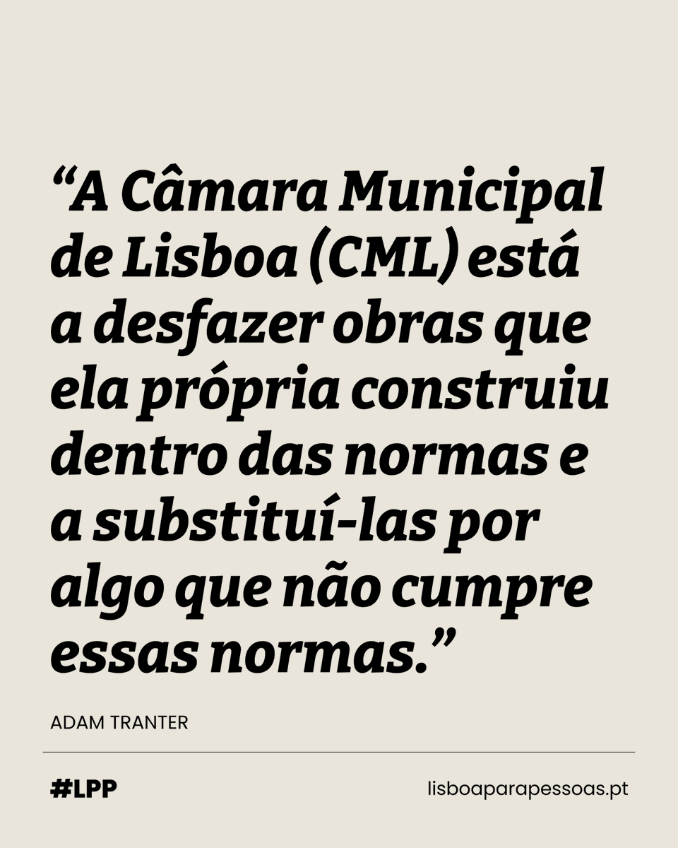 lxparapessoas's tweet photo. “Utilizar recursos para destruir pavimento funcional das ciclovias de Lisboa e substitui-lo por escorregadias pedras da calçada, em vez de expandir a rede ciclável de modo a proteger quem anda de bicicleta, faz tanto sentido como estar preocupado com a cor das cortinas enquanto a casa arde.”

Lê a opinião de Adam Tranter aqui: https://t.co/u5okWmCAgX